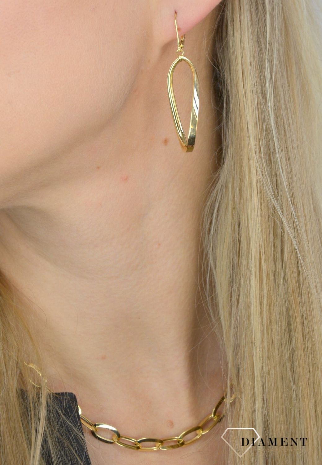 Złote kolczyki 585 nieregularne koła DIA-KLC-C5LBDR08-24-ODY OR204623.jpg